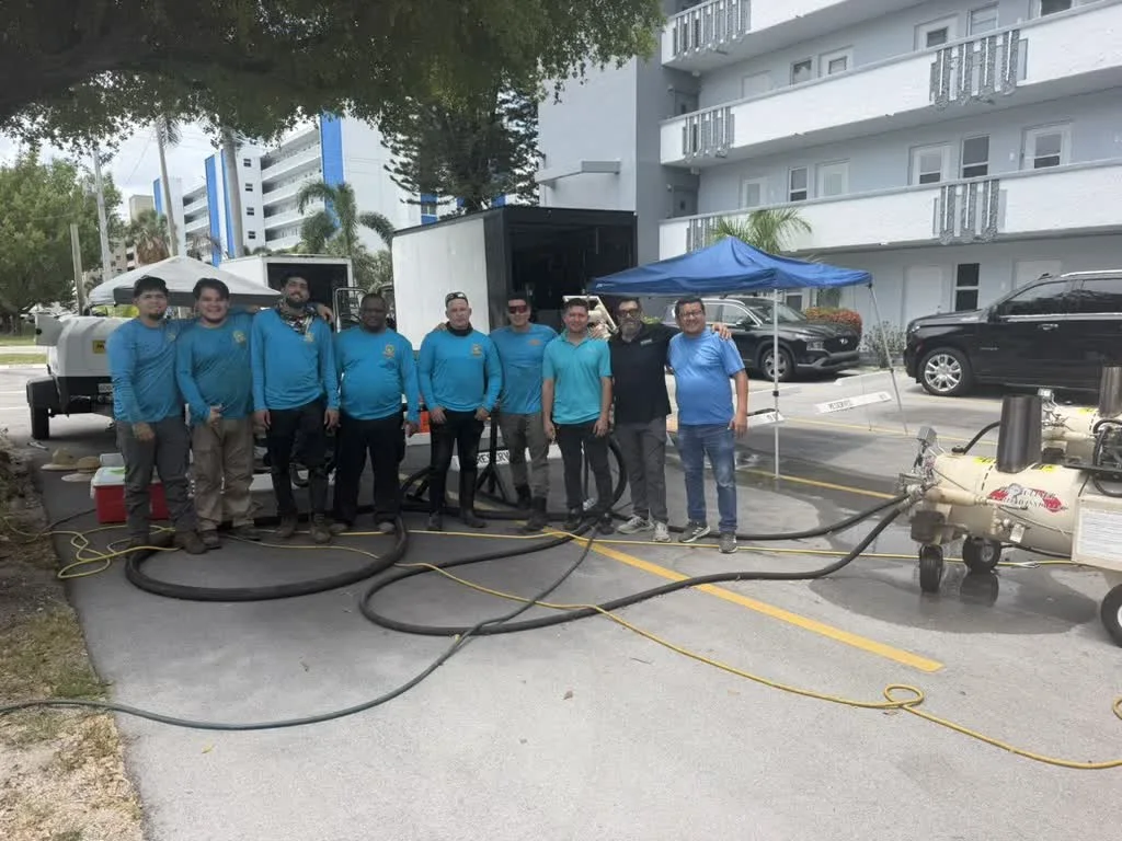 Miami Trenchless field crew with sewer inspection and cleaning equipment